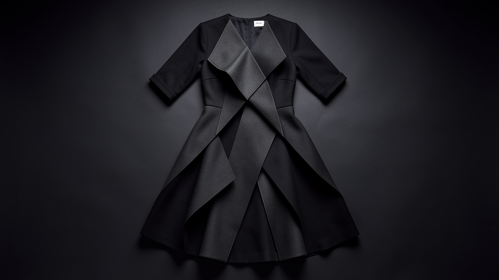 Sculptural architectural fashion detail — structured fabric geometry