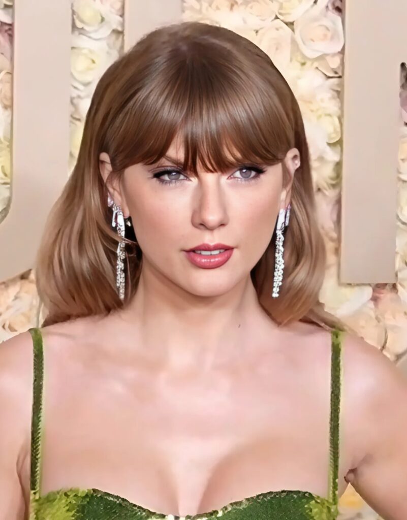 Taylor Swift at the 2024 Golden Globes wearing custom Schiaparelli